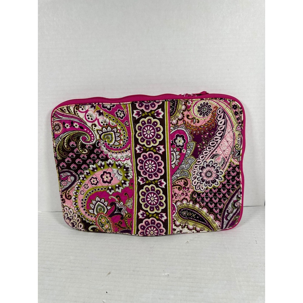 Vera Bradley Quilted Laptop Sleeve Pink Purple Paisley Floral Padded Case 17x12 - Picture 10 of 10